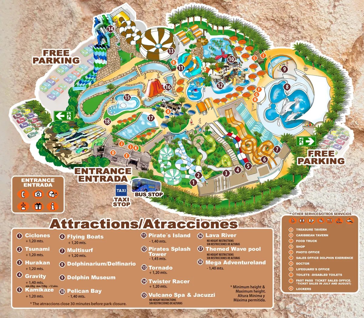 Plano del parque Aqualand Costa Adeje