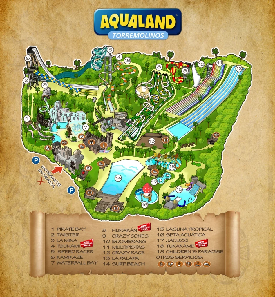 Mapa del parque Aqualand Torremolinos